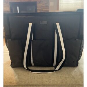 Trunab Utility Tote Bag Gray Organizer Shoulder Bag with Striped Straps
